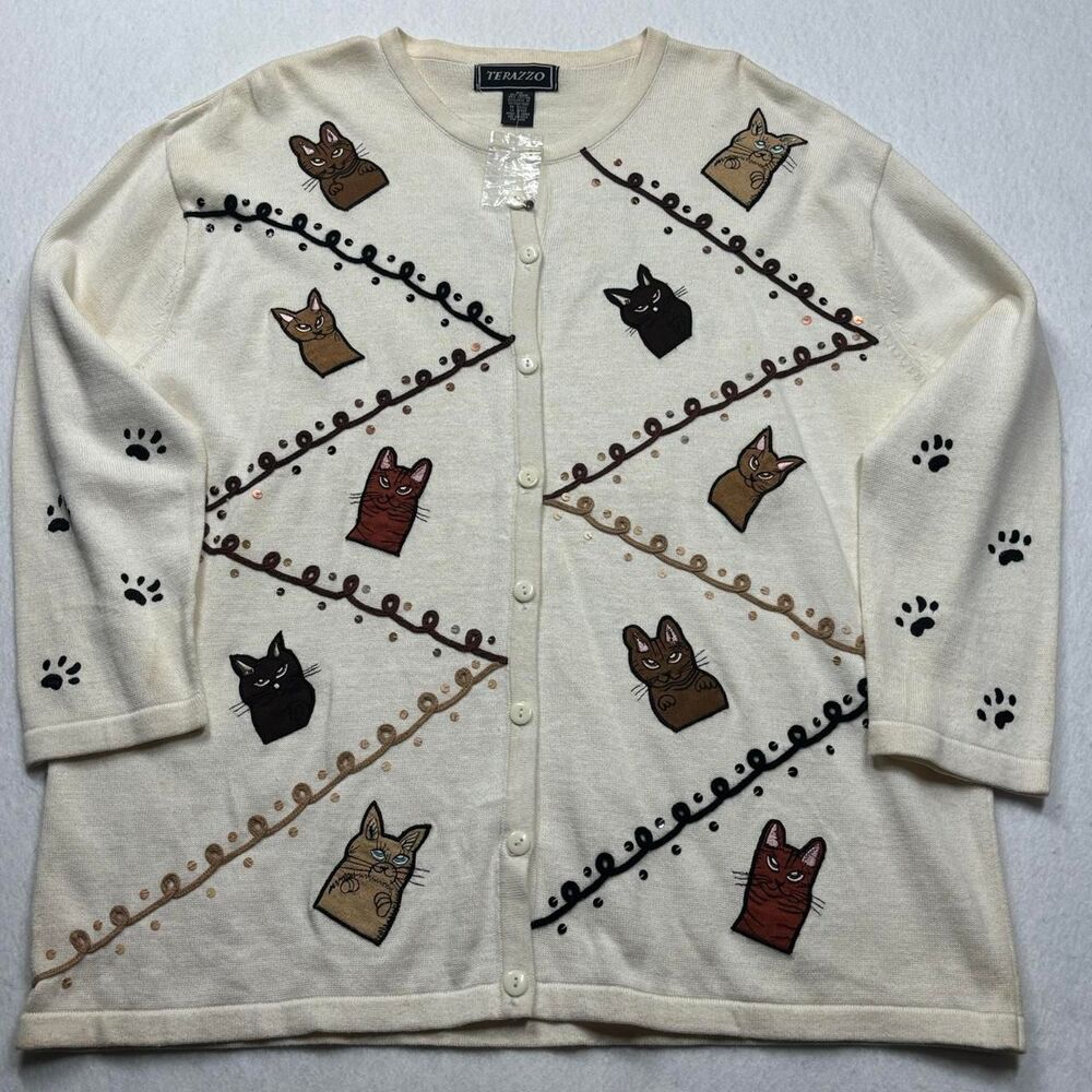 Unbranded Women's Cream and White Cardigan